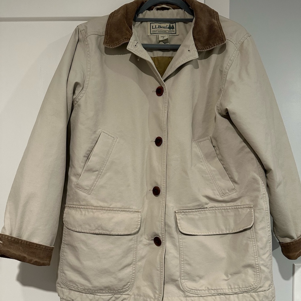 L.L. Bean Tan Utility Jacket with Brown Accents